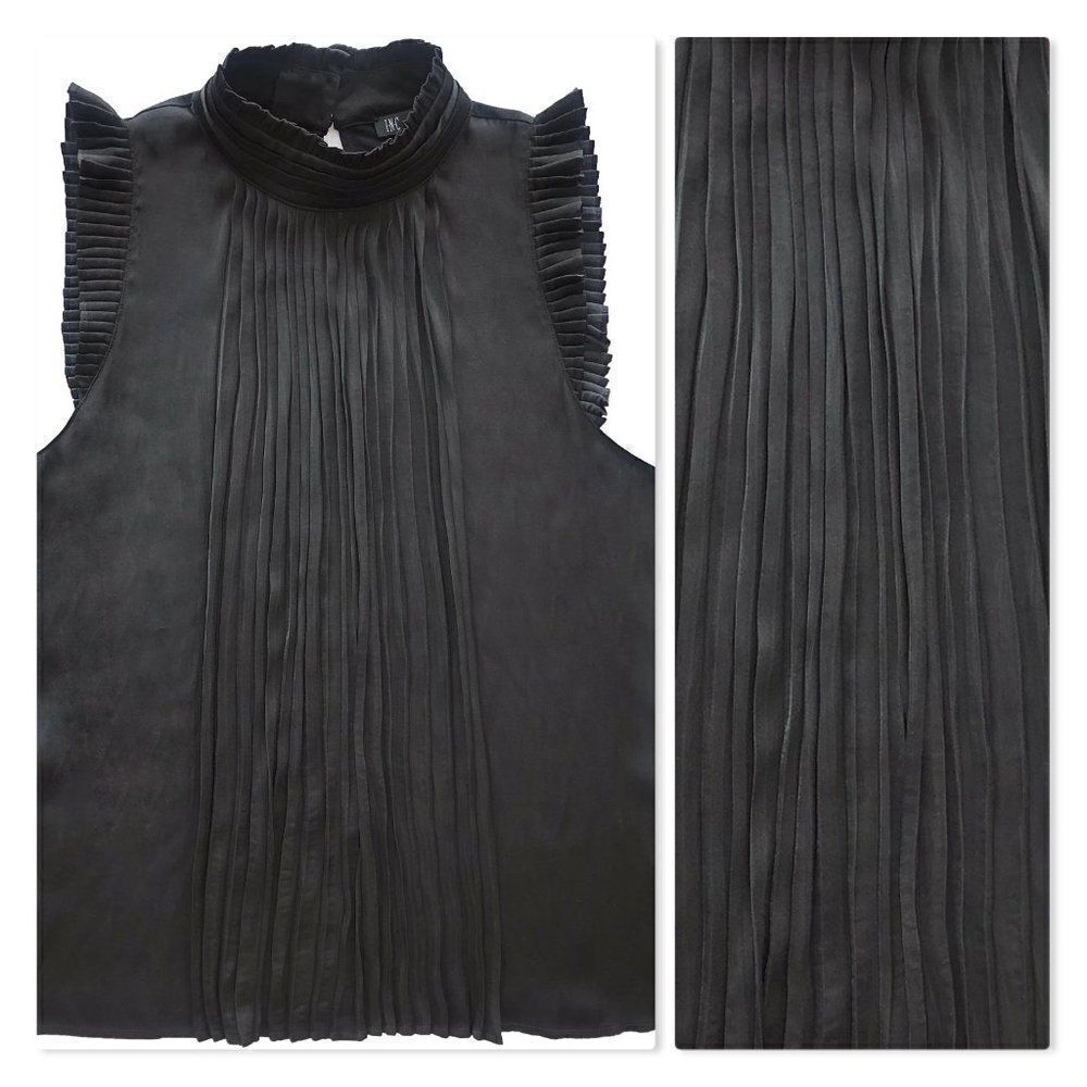 INC Pleated Knit Sleeveless Blouse in Black - NEW
